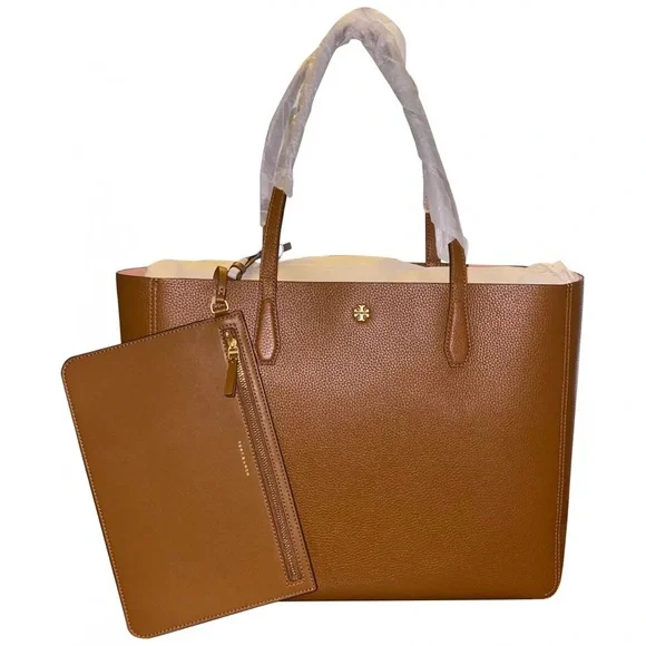 Tory Burch Tan Pebble Leather Tote with Pouch - Picture 8 of 9